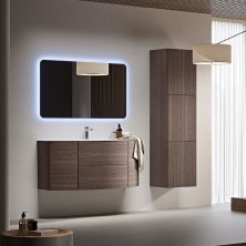 Cezares Тумба подвесная с раковиной EDEN 121 см Rovere scuro Soft, стекло, коричневая 54408