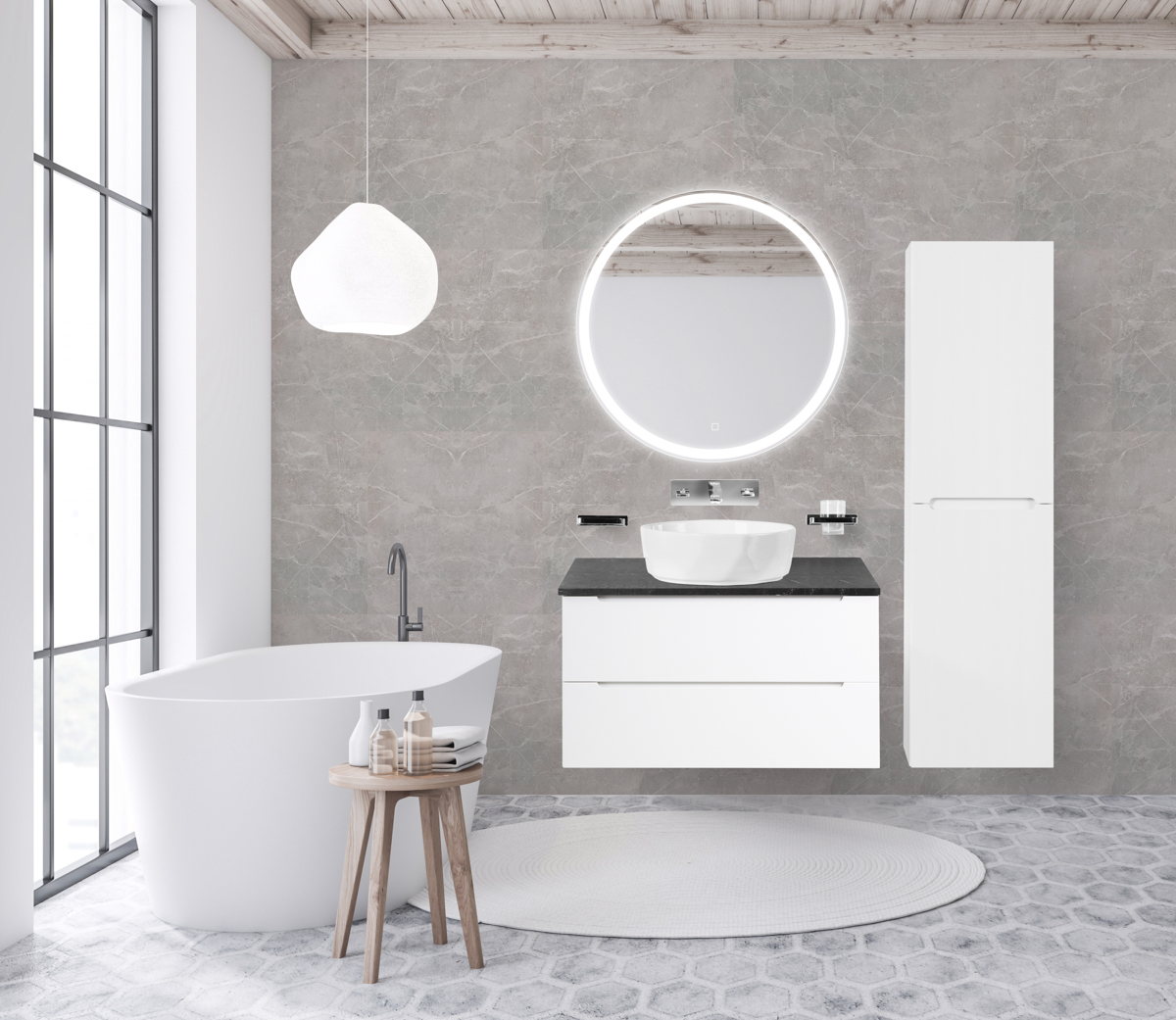 Приобрести belbagno тумба со столешницей etna 100 см, подвесная с накладной раковиной bianco opaco