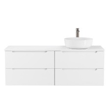 BelBagno Тумба со столешницей ETNA 120 см, подвесная Bianco Lucido, раковина справа