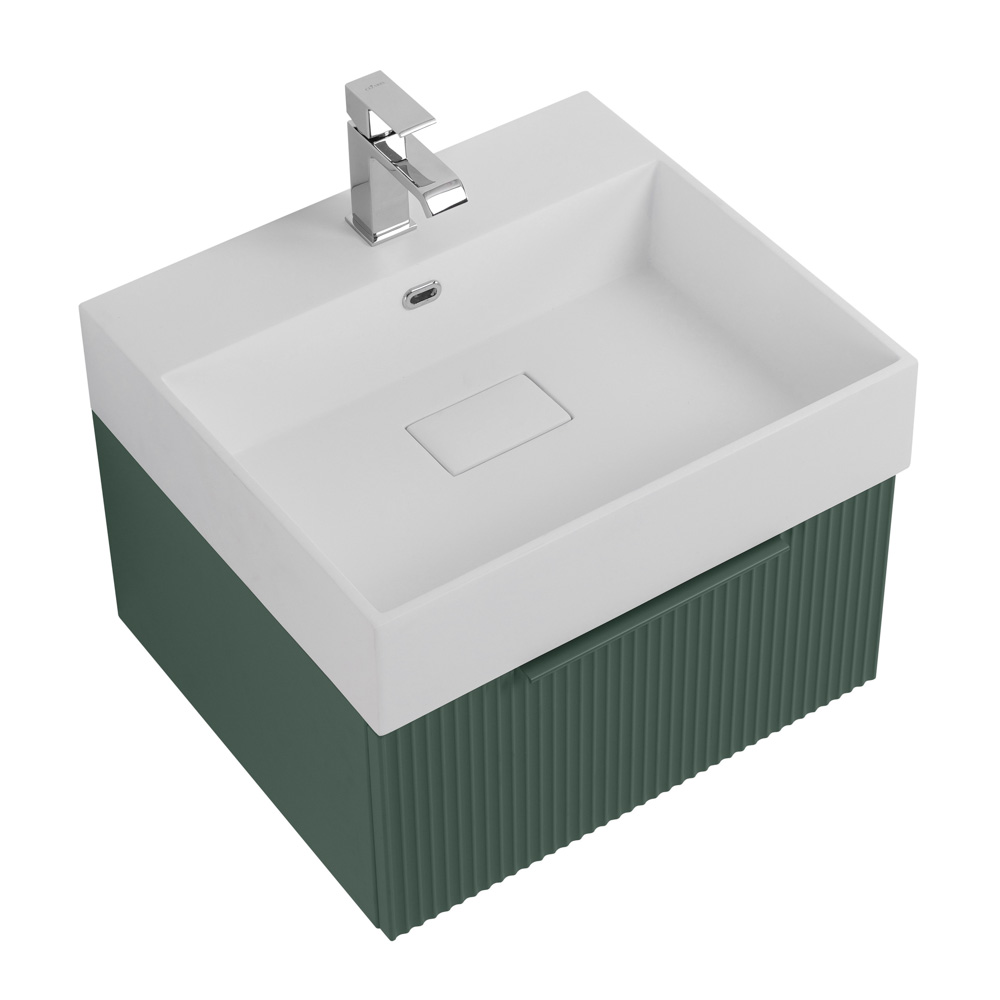 Приобрести cezares тумба подвесная с раковиной premium 50 см plisse verde opaco, серая 55415