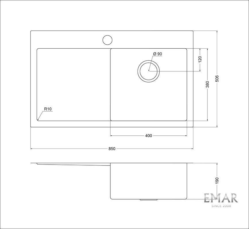 Приобрести oulin кухонная мойка 85х56 см, сатин oulin ol-ftr102r