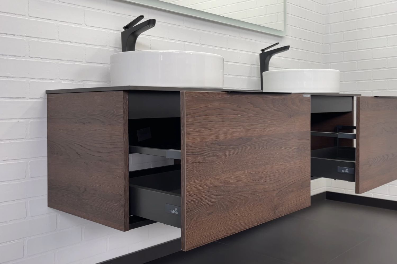 Приобрести сomforty тумба со столешницей и двумя раковинами портленд-150 дуб шоколадно-коричневый, раковины 9110