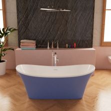 Frank Акриловая ванна F6104 White/Light blue 170х75 см, голубая, отдельностоящая