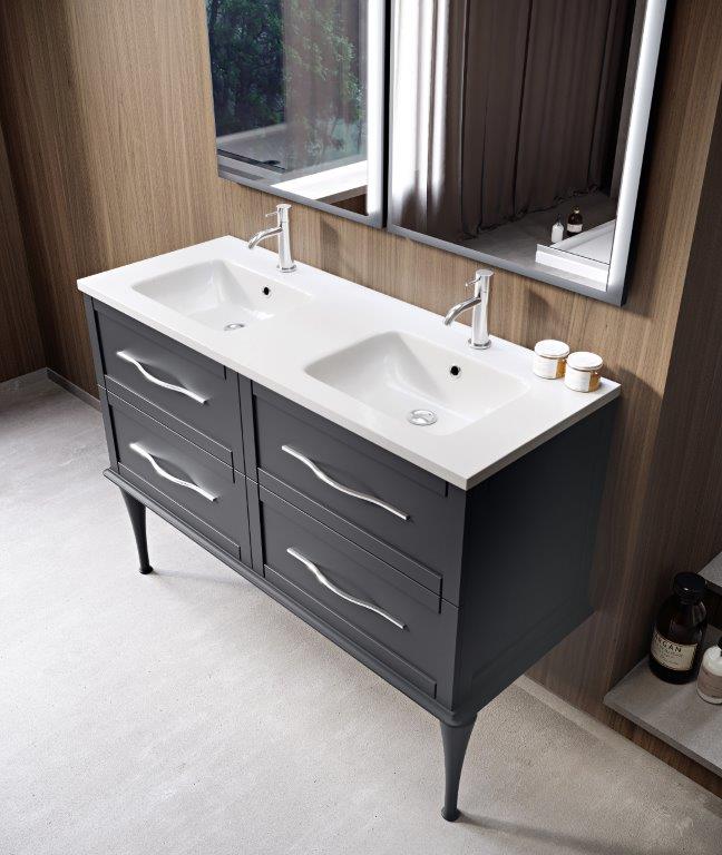 Приобрести cezares тумба подвесная с раковиной на две чаши tiffany 120 см grigio nuvola, серая 55244