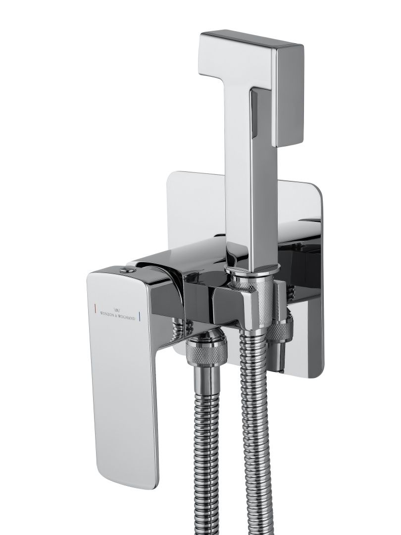 Приобрести смеситель с гигиеническим душем встраиваемый wonzon & woghand edge, хром (ww-88829003-cr)