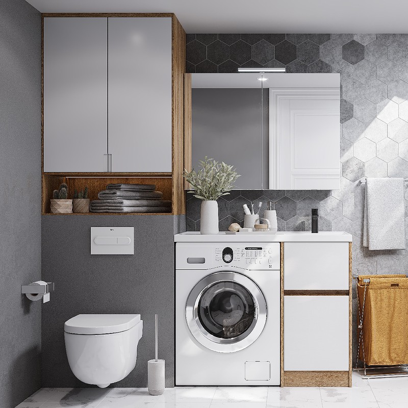 Приобрести тумба напольная с раковиной-столешницей акватон лондри 105 r/l, дуб сантана