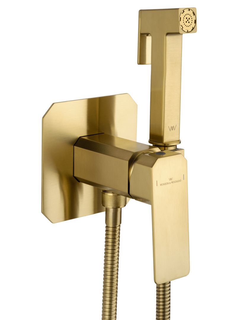Приобрести смеситель с гигиеническим душем встраиваемый wonzon & woghand diamond, брашированное золото (ww-88829011-bg)