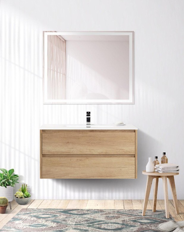 Приобрести тумба подвесная с раковиной belbagno kraft-900-2c-so-rnn 90 см, rovere nebrasca nature