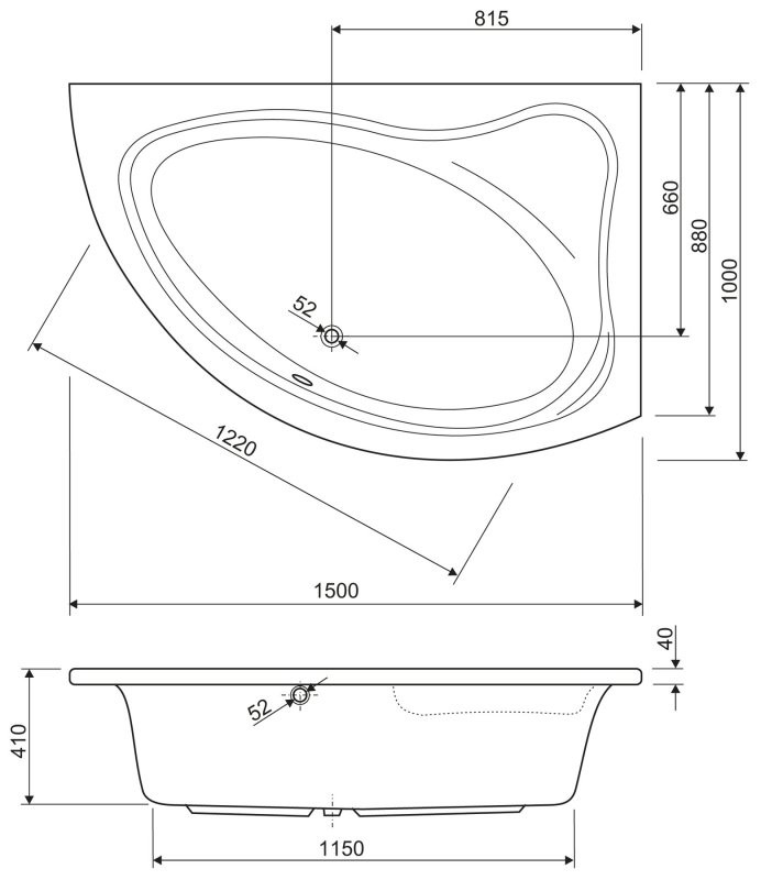 Приобрести cezares акриловая ванна tebe 150x100см, правостороняя tebe-150-100-41-r