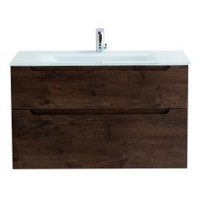 BelBagno Тумба с раковиной ETNA-H60 100 см, подвесная Rovere Moro, стеклянная раковина