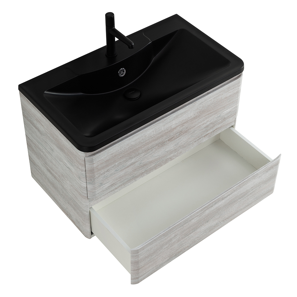 Приобрести belbagno тумба с раковиной albano 100 см, подвесная rovere vintage bianco, чёрная раковина