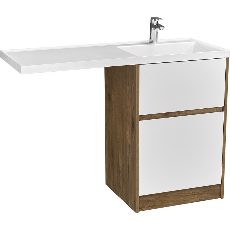 Приобрести тумба напольная с раковиной-столешницей акватон лондри 120 r/l, дуб рустикальный