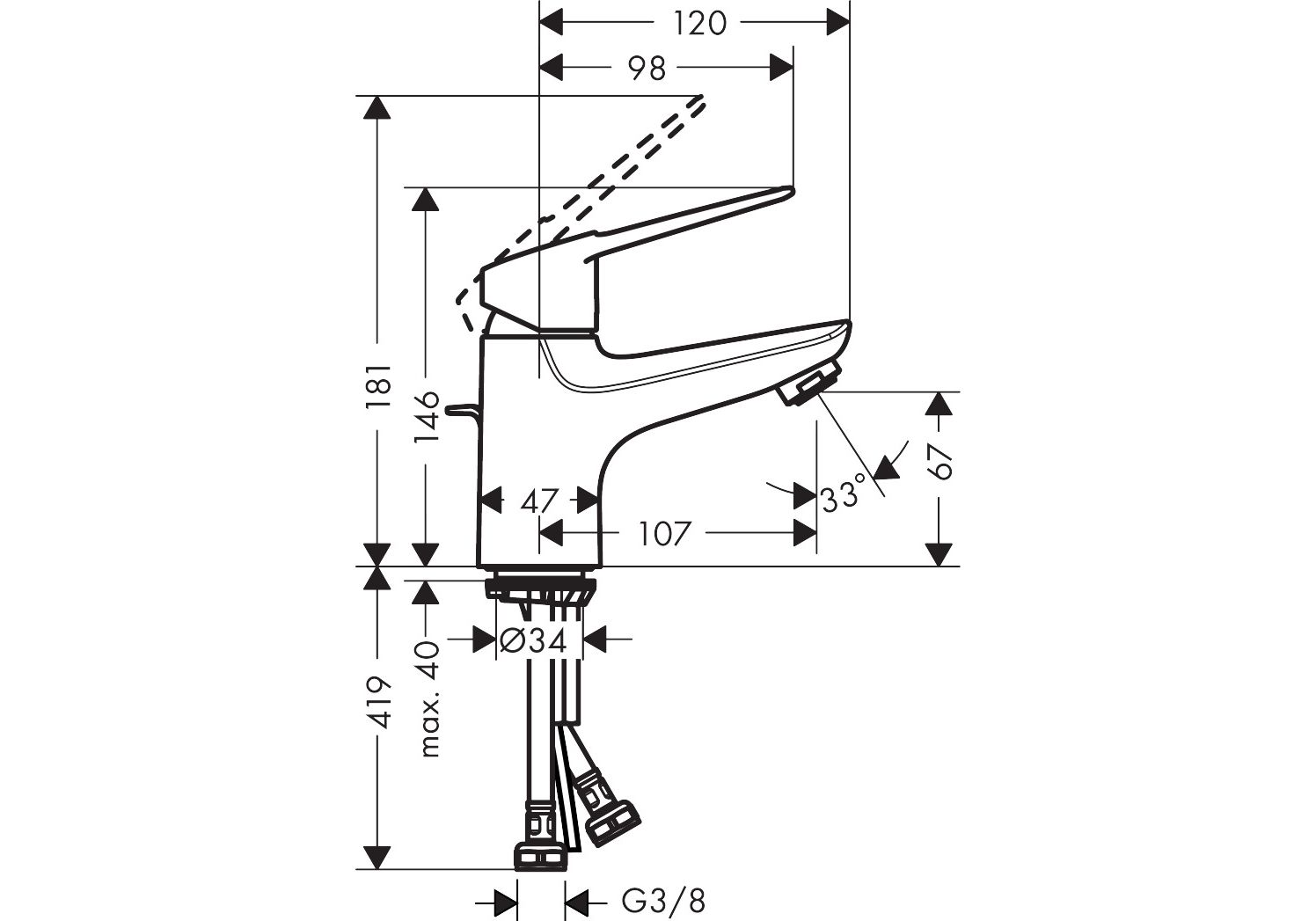 Приобрести 71080000 novus loop однорычажный смеситель для раковины 70, с рукояткой-петлей, со сливным гарнитуром, хром