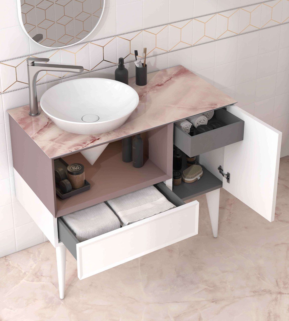 Приобрести тумба напольная с раковиной kerama marazzi cono 97 см, белая, мальва