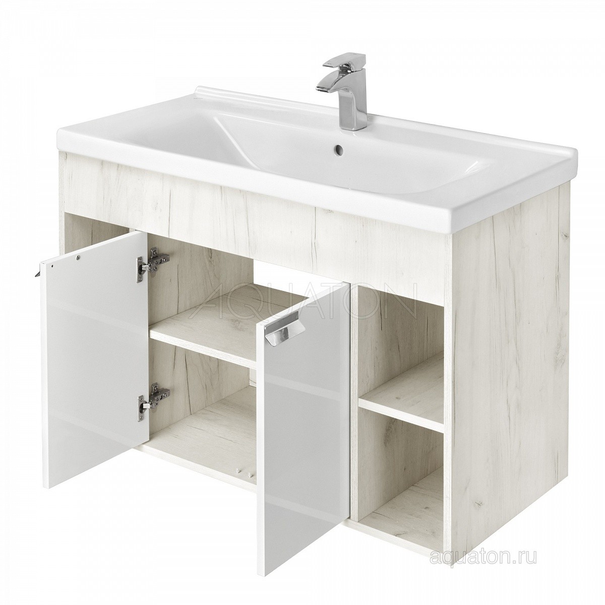 Приобрести акватон флай 100 тумба белая, дуб крафт