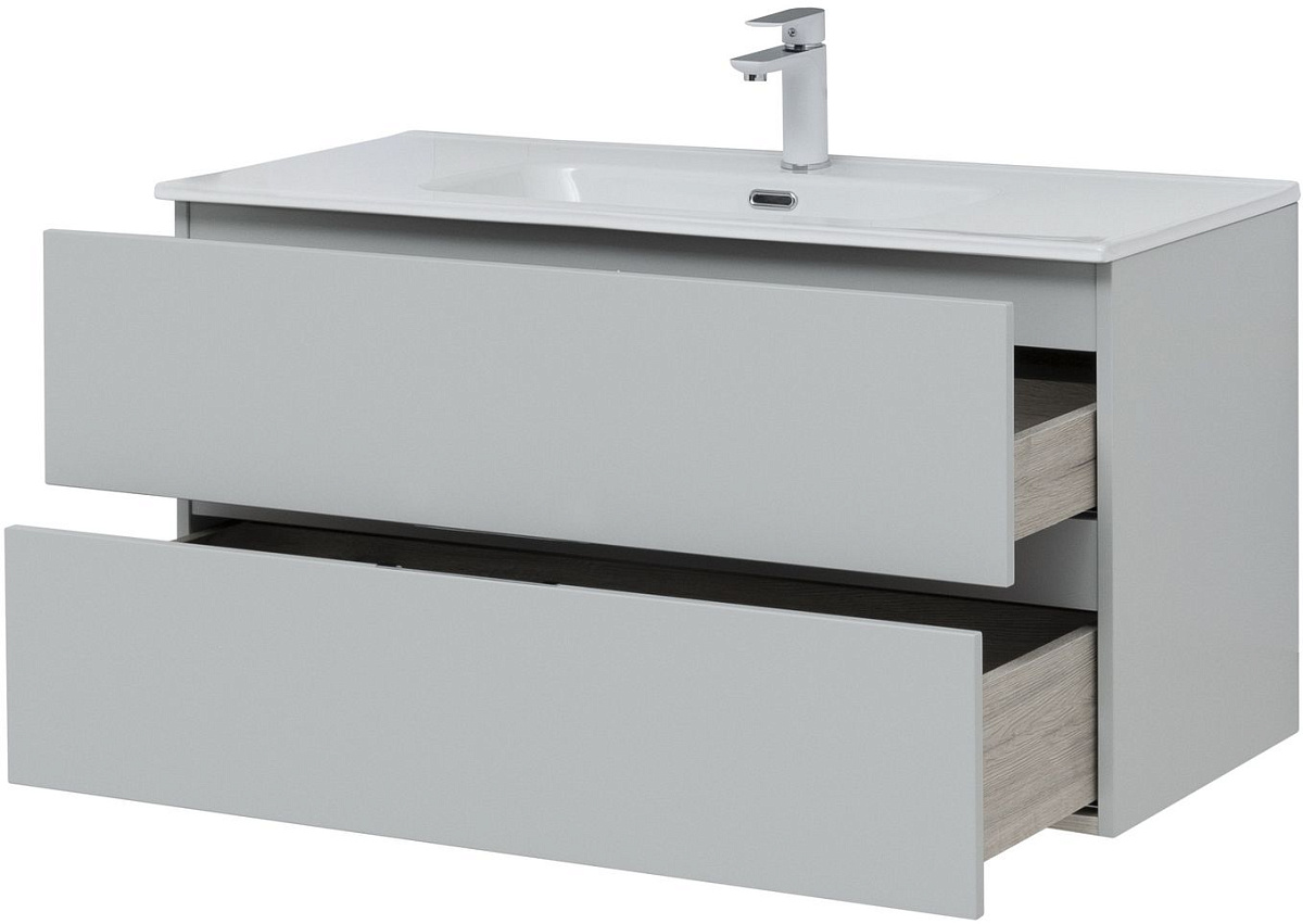 Приобрести aquanet тумба с раковиной алвита new 100 см, 2 ящика, серый