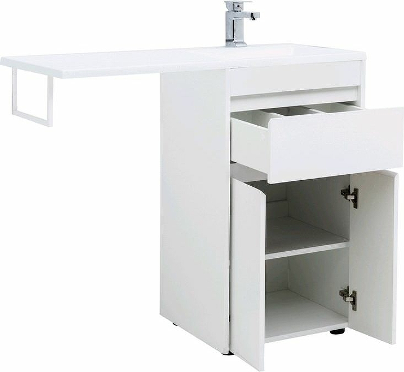 Приобрести aquanet тумба с раковиной токио 48 см, белая (напольная, 1 ящик, 2 дверцы)