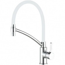 HAIBA Смеситель для кухни 406 мм, гибкий излив, белый\хром HB-73643-8
