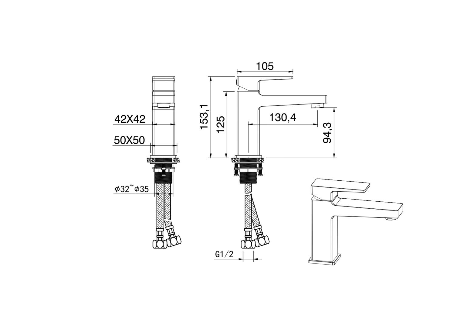 Приобрести смеситель для раковины wonzon & woghand cube 2.0, хром (ww-88018068-cr)