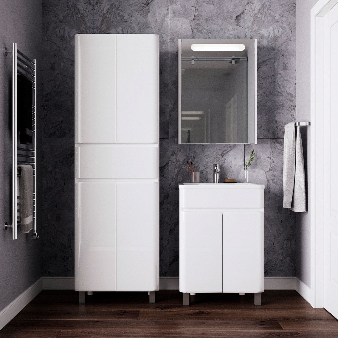 Приобрести тумба напольная итана roberto 60 с раковиной adel 60, белый глянец