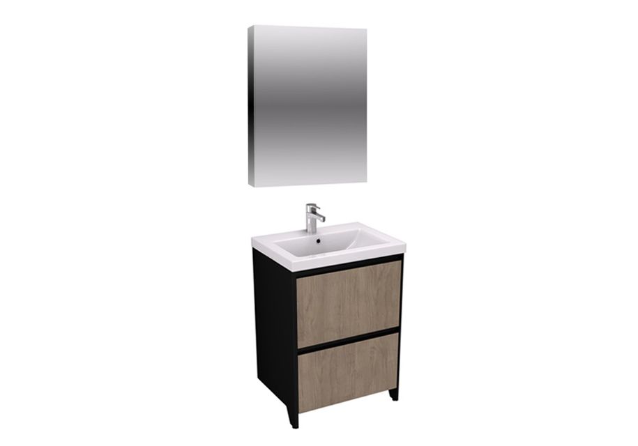 Приобрести тумба напольная с раковиной velvex klaufs 60 см tnkla.60.2y-617.217, черный/дерево