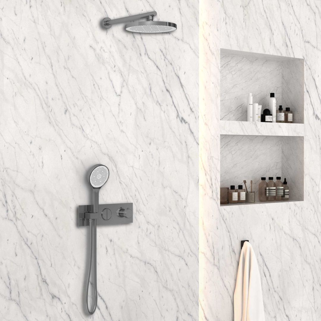 Приобрести vincea встраиваемая душевая система с термостатом, оружейная сталь vsfw-422t2gm