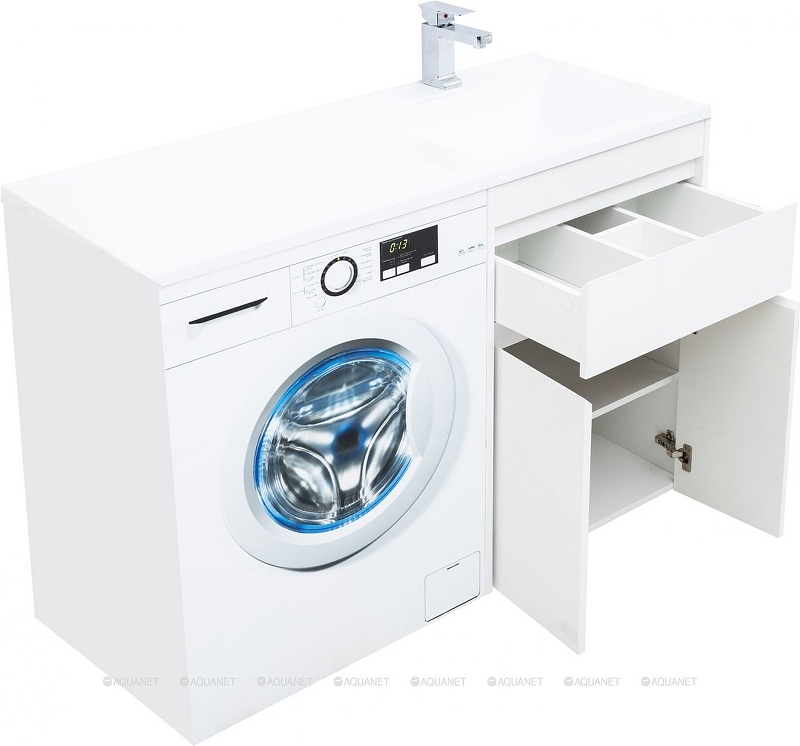 Приобрести aquanet тумба с раковиной токио 58 см, белая (напольная, 1 ящик, 2 дверцы)