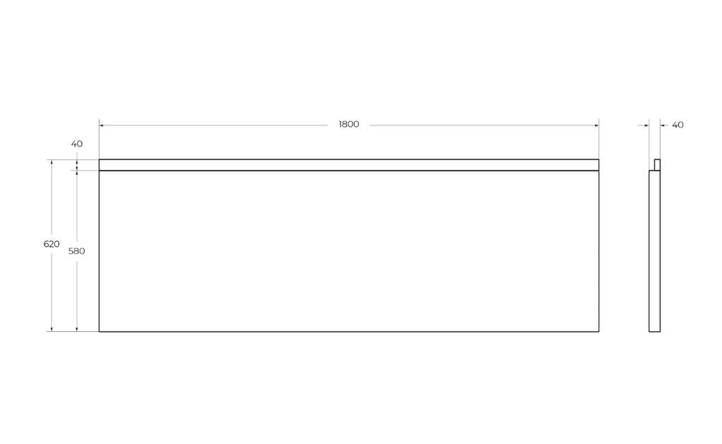 Приобрести cezares фронтальная панель для акриловой ванны plane 180 см с комплектом крепежа для установки на каркасе plane-180-f-scr-w37, 180x5x58