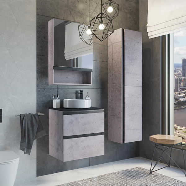 Приобрести сomforty тумба со столешницей и раковиной "эдинбург-60-2", светлый бетон с отверстием под смеситель