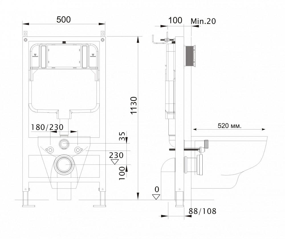 Приобрести инсталляция для подвесного унитаза aquatek standart 50 ins-0000012