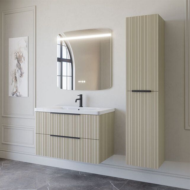 Приобрести caprigo тумба с раковиной rain 90 см, бежевая, эмаль