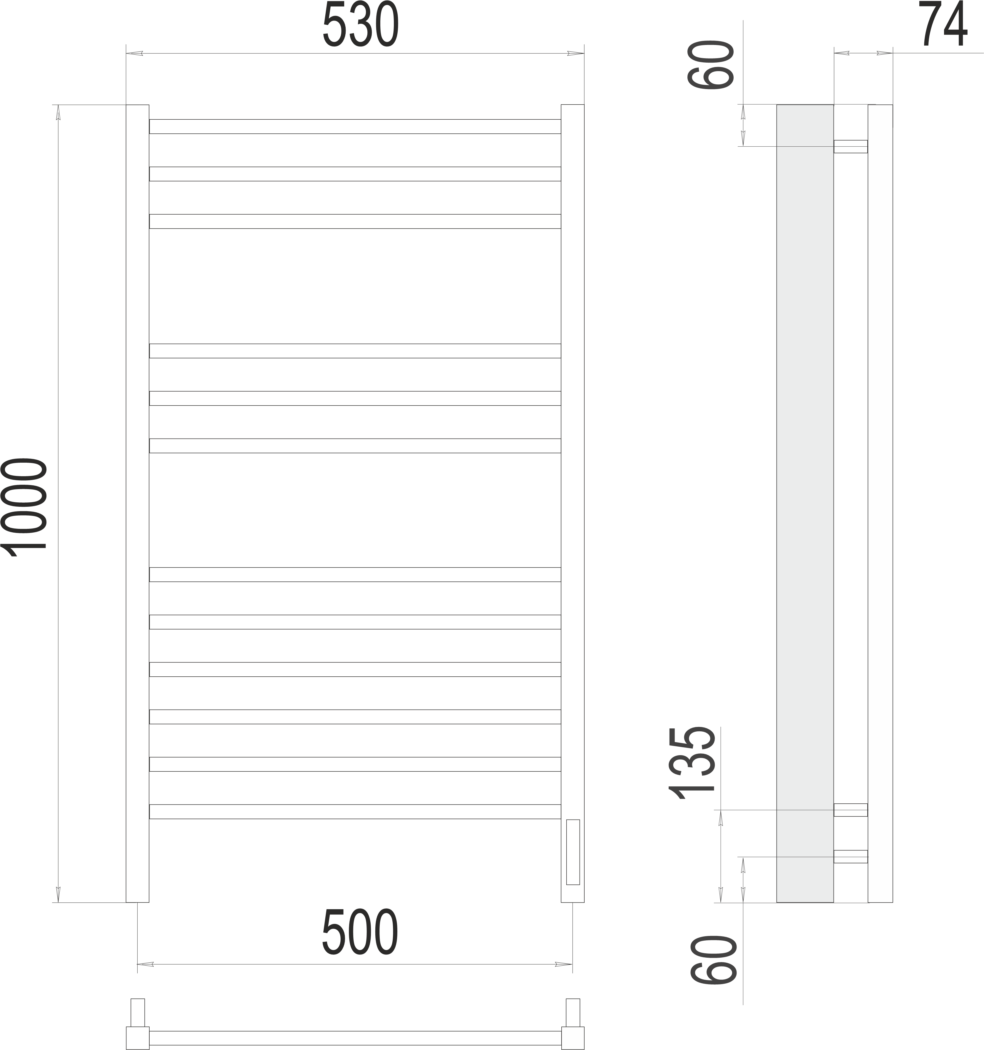 Приобрести полотенцесушитель 500х1000 мм электрический terminus сицилия п12 4670078526298