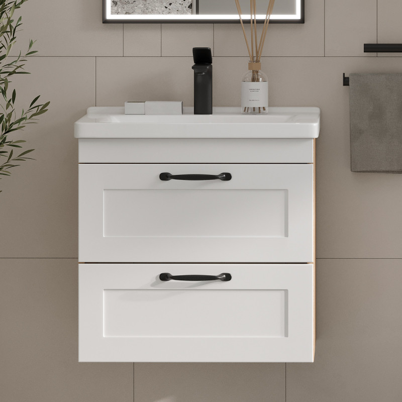 Приобрести equil тумба подвесная с раковиной lago 70 см, белая\светлое дерево tplago70.2y-04