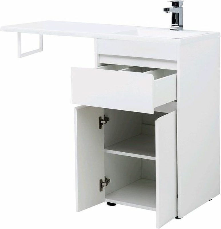 Приобрести aquanet тумба с раковиной токио 48 см, белая (напольная, 1 ящик, 2 дверцы)