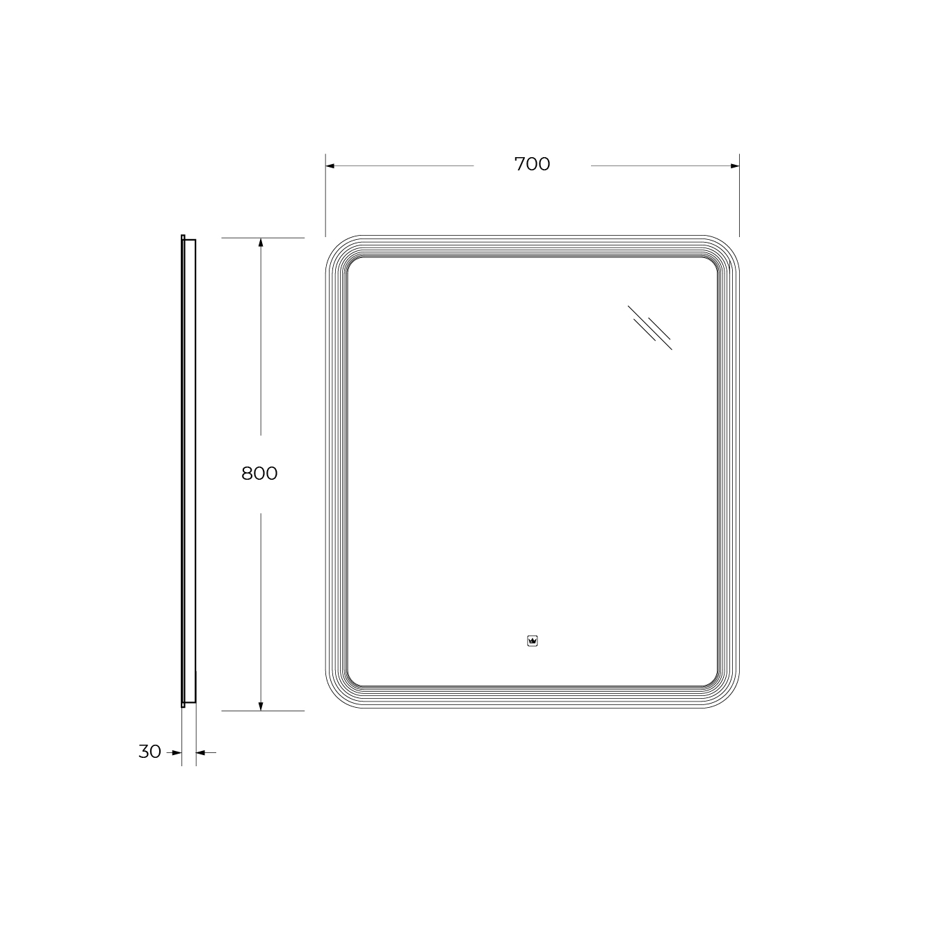 Приобрести cezares зеркало duet 70х80 см, контурная подсветка, сенсорное включение, гравировка czr-spc-duet-700-800-led-tch