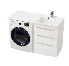 Mirsant Тумба напольная SOHO Quadro 60 см с раковиной столешницей Fly 120 см под стиральную машину, левая УТ000051568