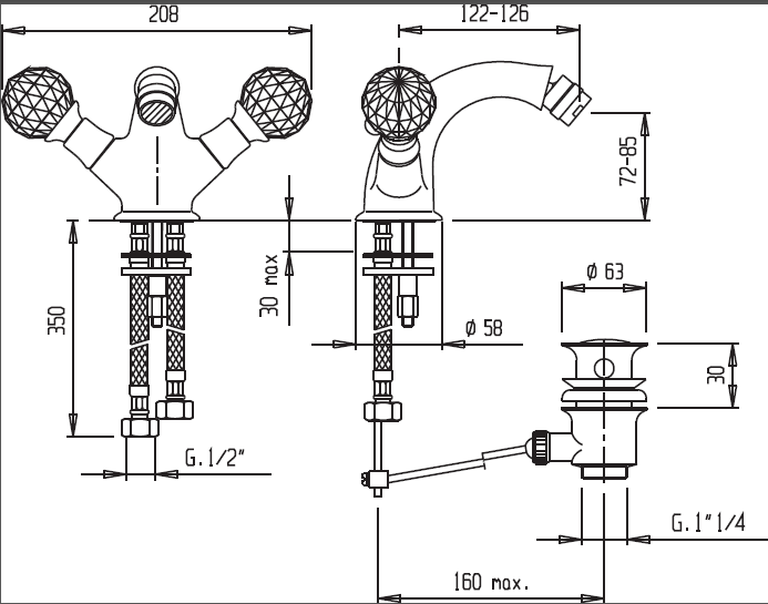 Приобрести cezares смеситель для биде atlantis с донным клапаном, хром atlantis-bs1-01-sw/m