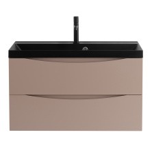 BelBagno Тумба с раковиной MARINO 80 см, подвесная Cappuccino Lucido, чёрная раковина