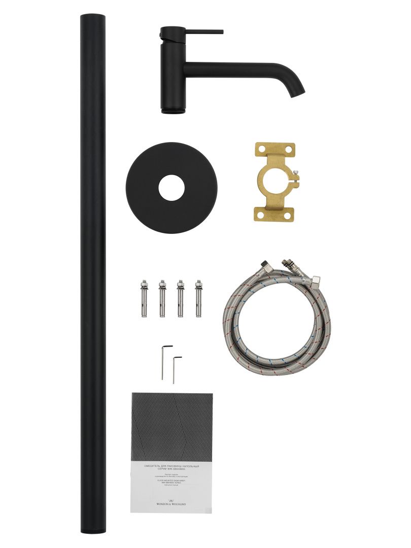 Приобрести смеситель для раковины напольного монтажа wonzon & woghand stick, черный матовый (ww-88649905-mb)