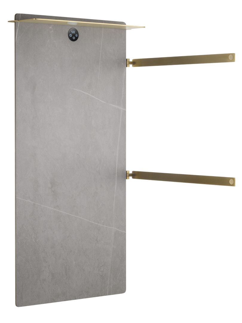 Приобрести полотенцесушитель электрический с каменной плитой серый мрамор wonzon & woghand stuttgart, брашированное золото (ww-a504g-bg)