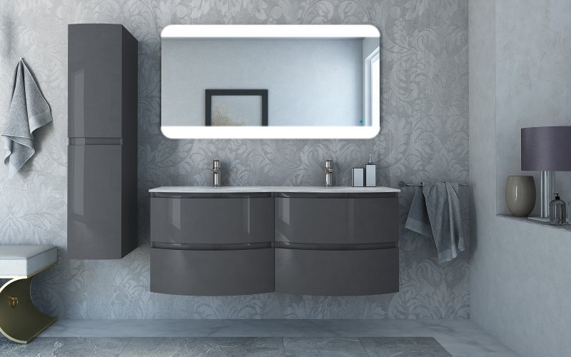 Приобрести cezares тумба подвесная с раковиной vague 138х57см, антрацит