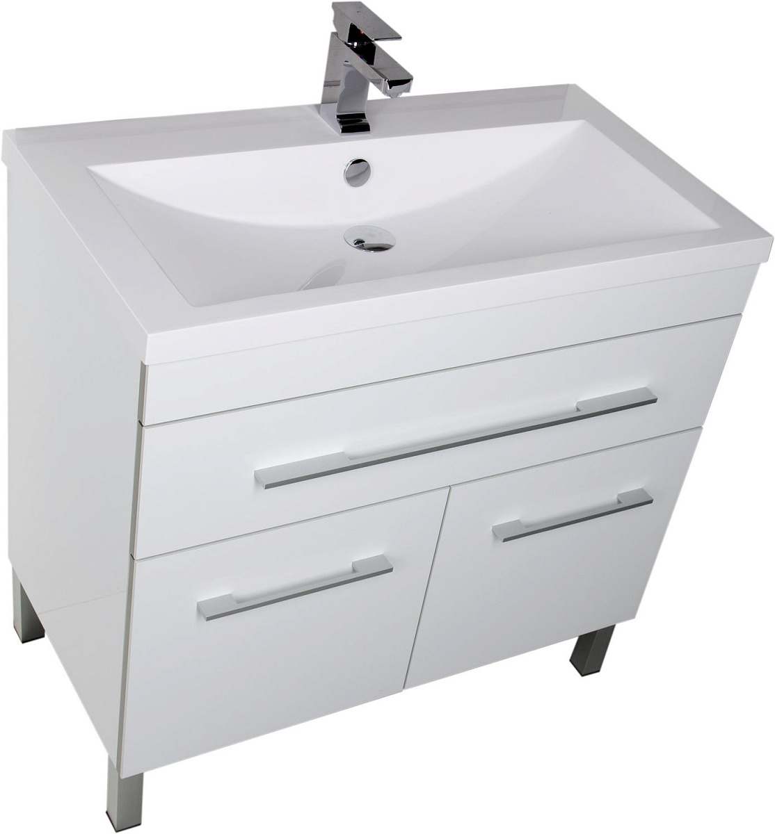 Приобрести aquanet тумба с раковиной верона 90 см, белая (напольная 1 ящик 2 дверцы)