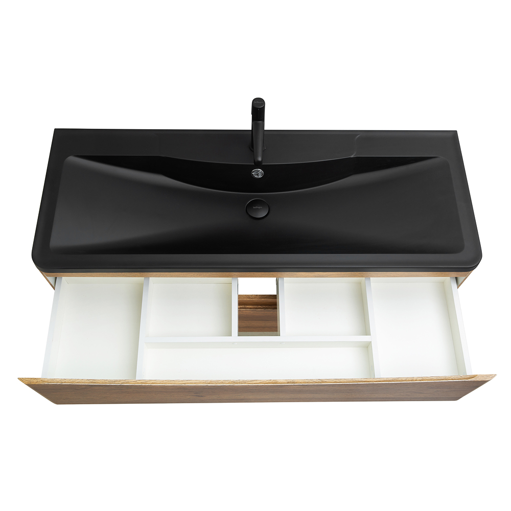 Приобрести belbagno тумба с раковиной acqua 120 см, подвесная rovere rustico, чёрная раковина