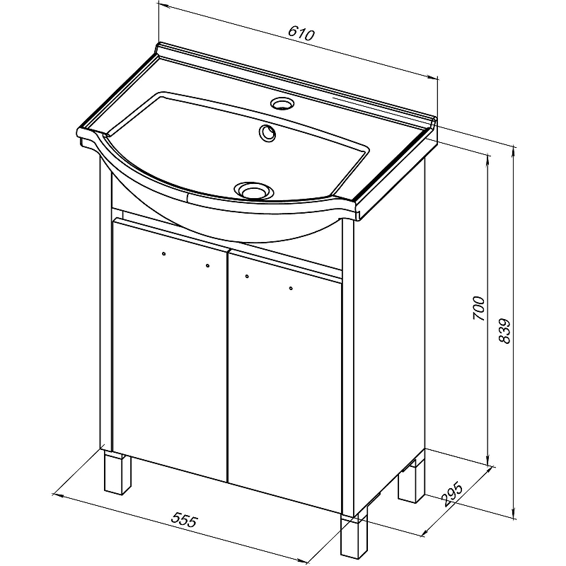 Приобрести aquanet тумба с раковиной донна 60 см, белая дуб/ белая (2 дверцы)
