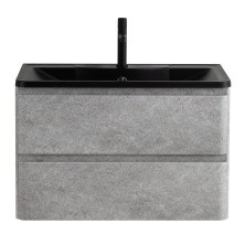 BelBagno Тумба с раковиной ALBANO 100 см, подвесная Cemento Verona Grigio, чёрная раковина