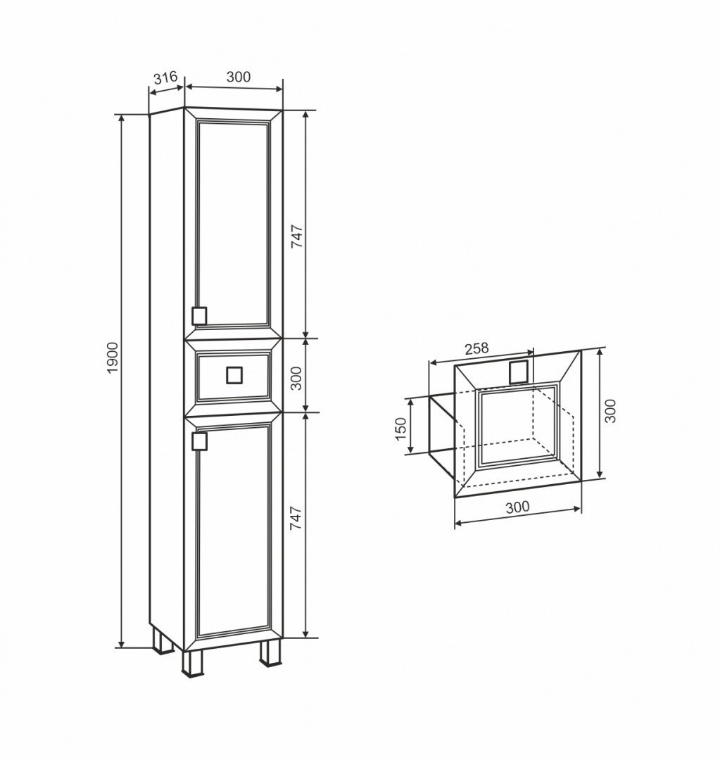 Приобрести шкаф-пенал напольный ostin 30см. левый