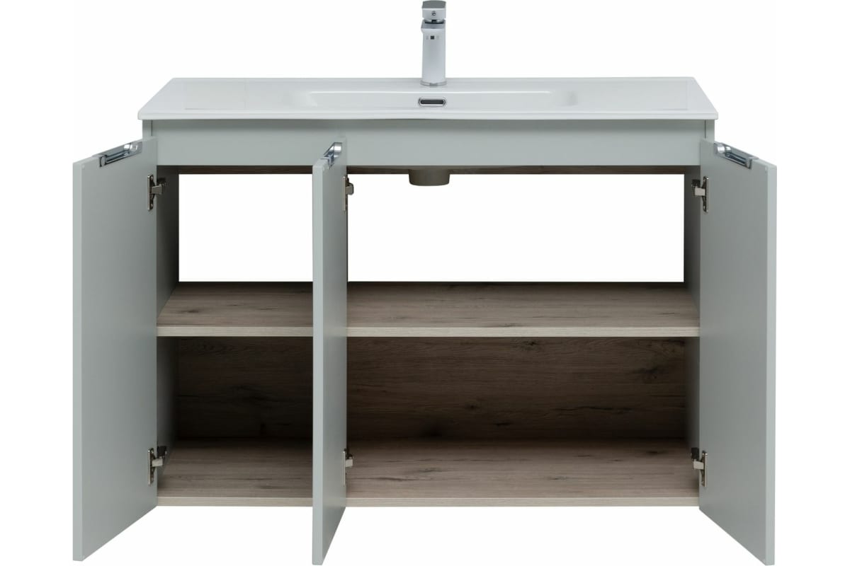 Приобрести aquanet тумба с раковиной алвита new 100 см, 3 дверцы, серый