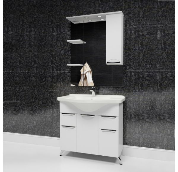 Приобрести mirsant зеркало шкаф камилла 80 см, с подсветкой, белый, правый ут000005286