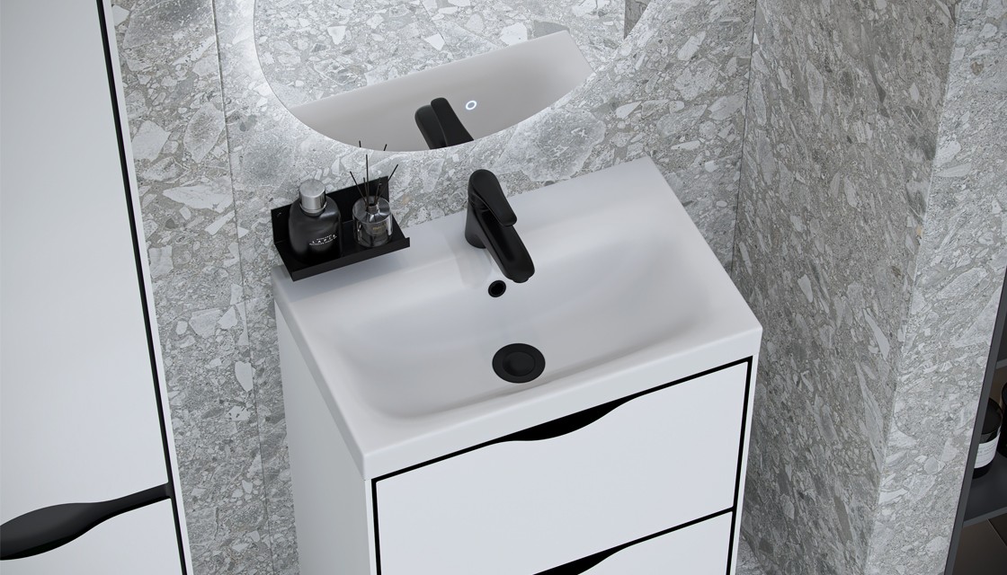 Приобрести тумба напольная с раковиной velvex rigli 60 см белый/графит tnrig.60.2y-21.631.231