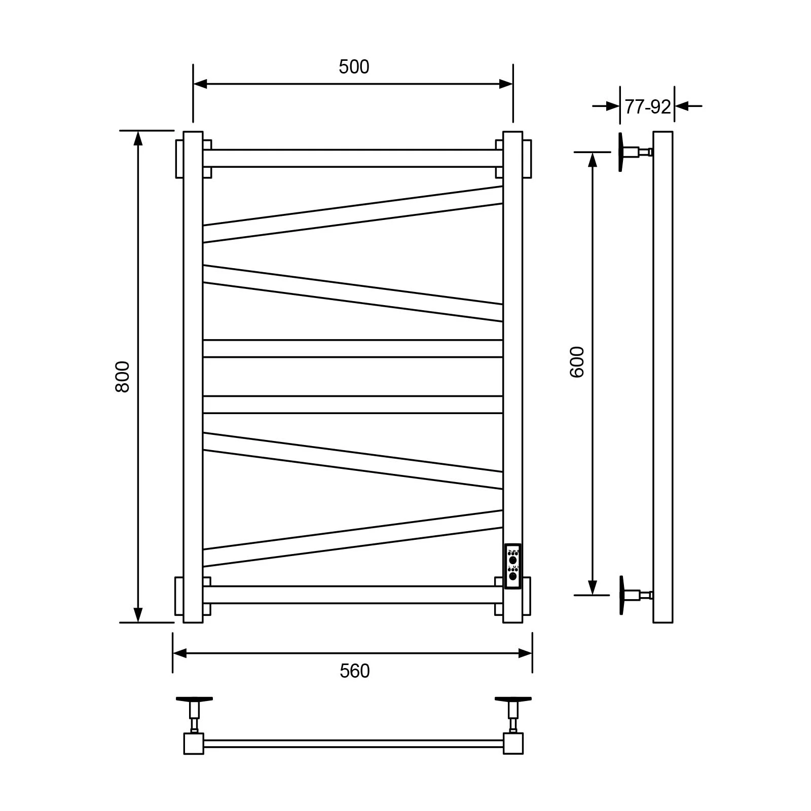 Приобрести veconi полотенцесушитель электрический barro-c см, 50х80 см, черный b8050b-c